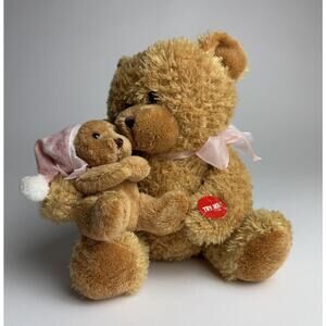 Rare Vintage Talking Plush Bear‎ & Baby Bear in Night Cap says bedtime Prayer